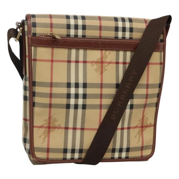 BURBERRY Nova Check Shoulder Bag PVC Leather Beige - Picture 1 of 16
